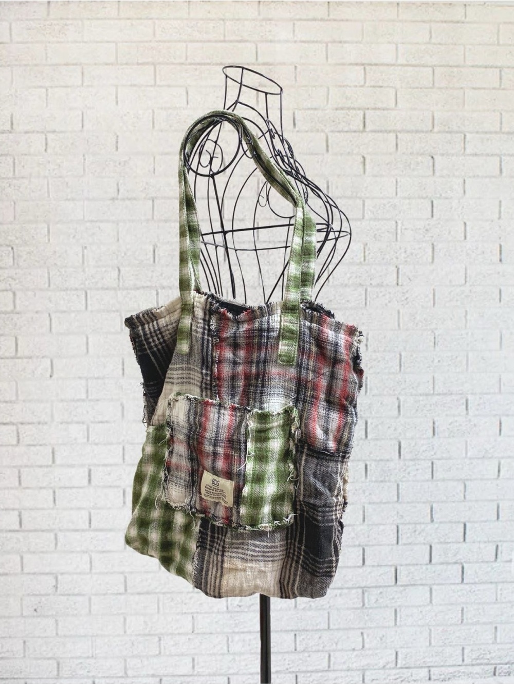 BDG Flannel Patchwork Tote Bag Women Men Unisex Urban Outfitters Grunge Bohemian